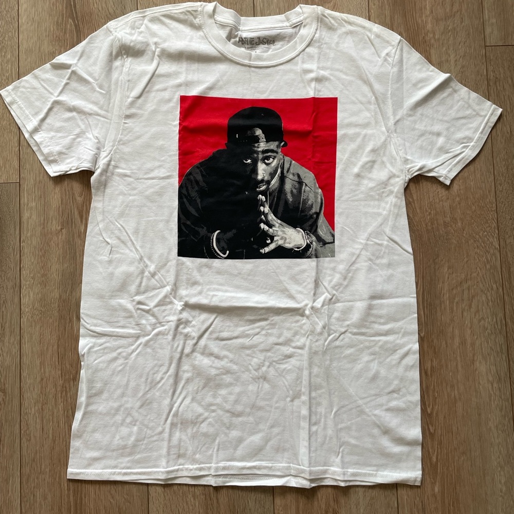 Tupac Graphic T-Shirt White Size L Pre-Owned